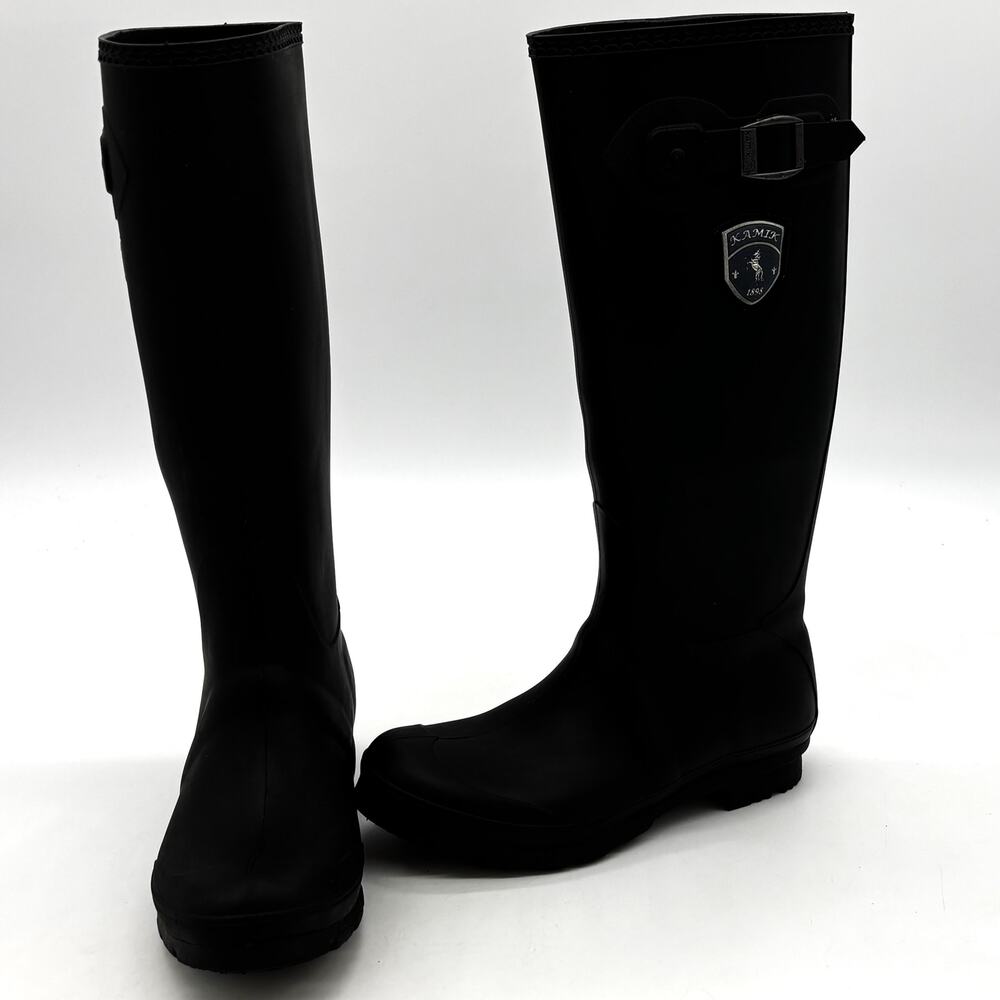 Kamik Jennifer Tall Rubber Boots Womens 8 Black Rain Gear Waterproof Mid Calf